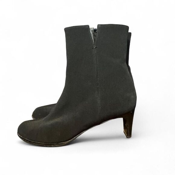 Stuart Weitzman Women's Black Heeled Nylon Zip-up Ankle Boots Size 11 - Picture 2 of 8